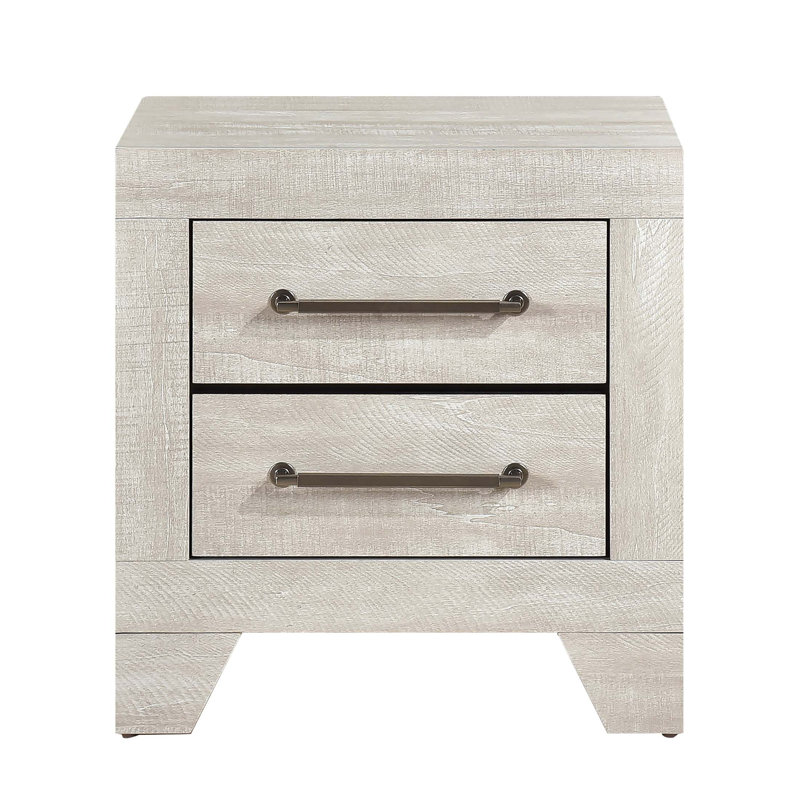 Table de chevet contemporaine en chêne gris avec 2 tiroirs spacieux pour les chambres à coucher modernes