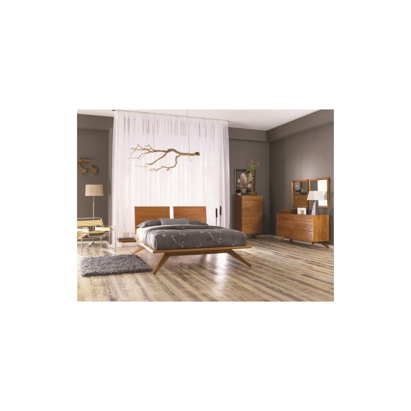 Astrid Solid Wood Platform Bed, Conventional, Autumn Cherry, California King