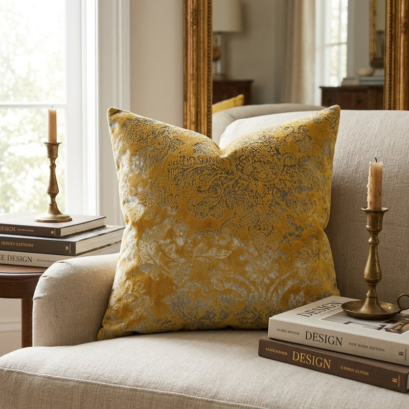 Coussin de luxe texturé Golden Cosmo, 26 po x 26 po, Oreiller européen