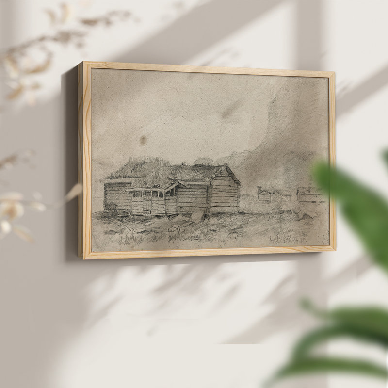Œuvre de croquis rétro - LV III - Reproduction encadrée - Restickable, H 8 po x l 10 po, Naturel