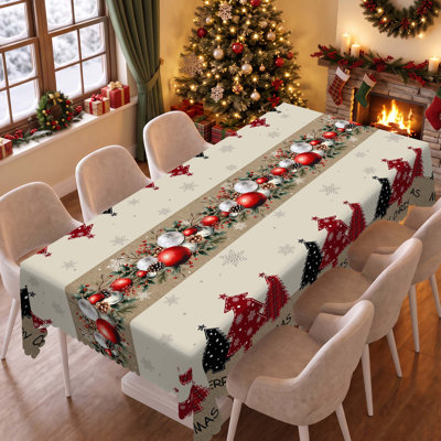 1pc round/rectangular polyester Edelman, Christmas Edelman with pine, snowman, truck, embosed edge, Christmas decorations for dining table, festival party holiday table decoration, perfect festival gift
