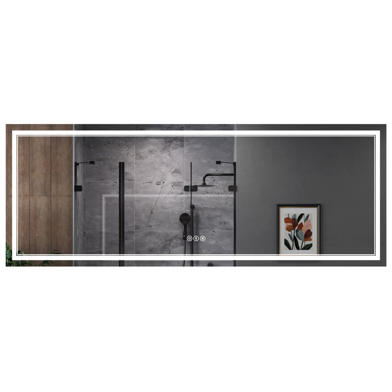 Harana Front and Back Lighting Dimmable Anti-Fog Bathroom/Vanity Mirror with Tempered Glass, 36" x 96"