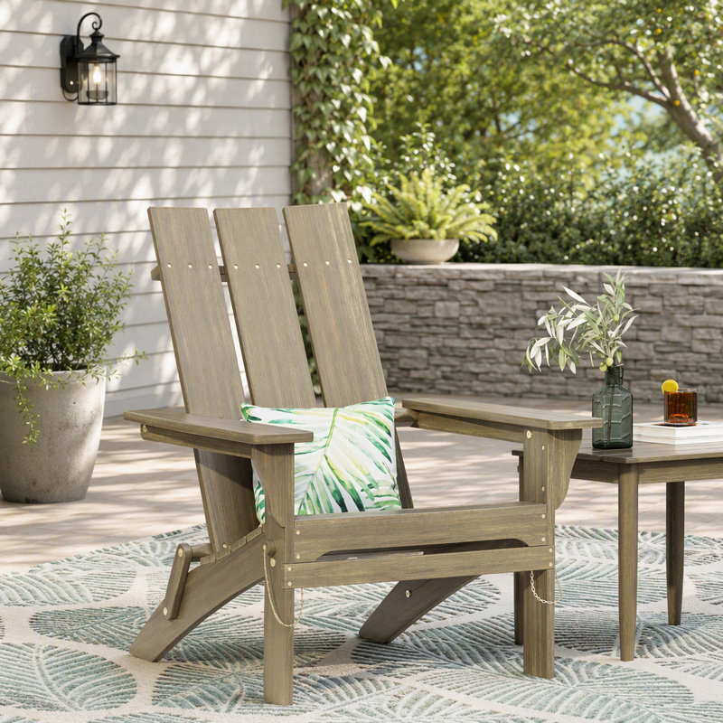 Chaises Adirondack pliantes Comfort, design moderne en bois gris pour patio