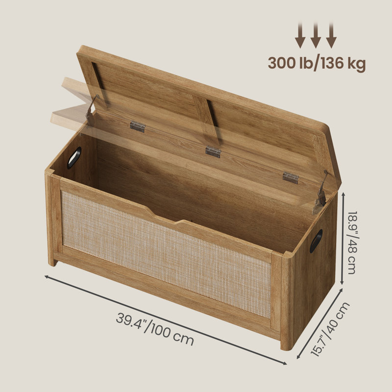 Banc de rangement Boho, coffre de rangement d'entrée en rotin, coffre à couvertures avec siège