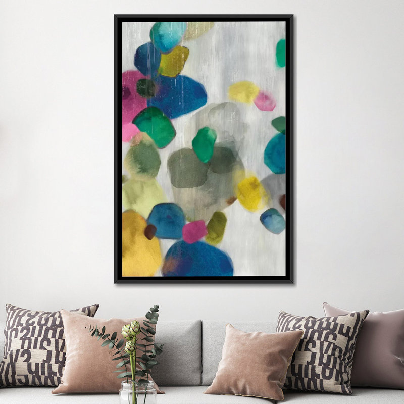 «Shadow Pebbles I», impression sur toile, H 60 po x l 40po x P 1,5 po, Toile avec cadre noir, Pas de tapis