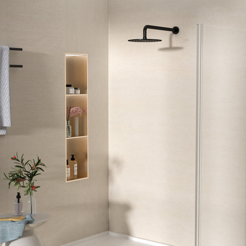 Pomme de douche à fixation murale de remplacement 16 pouces avec bras de douche à extension, Noir mat