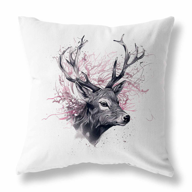 Indoor / Outdoor Floral Square Cushion, White/Pink/Grey Floral, 41cm H x 41cm W