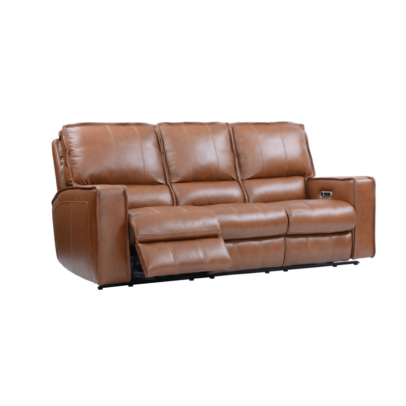 Canapé inclinable en cuir véritable Azyah, Cuir véritable galet Verona