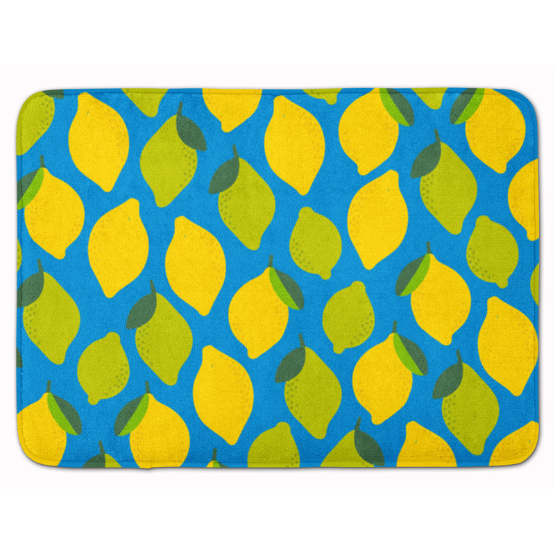 Tapis pour salle de bain en microfibre Lemons and Limes, Aigue-marine