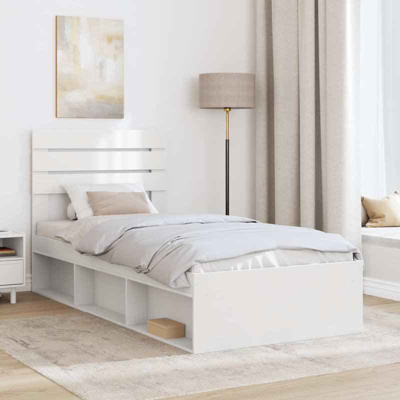Solid Wood Bed, 100 x 200cm, White