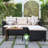 Outdoor Wicker Patio Conversation Furniture Set With Acacia Wood Coffee Table