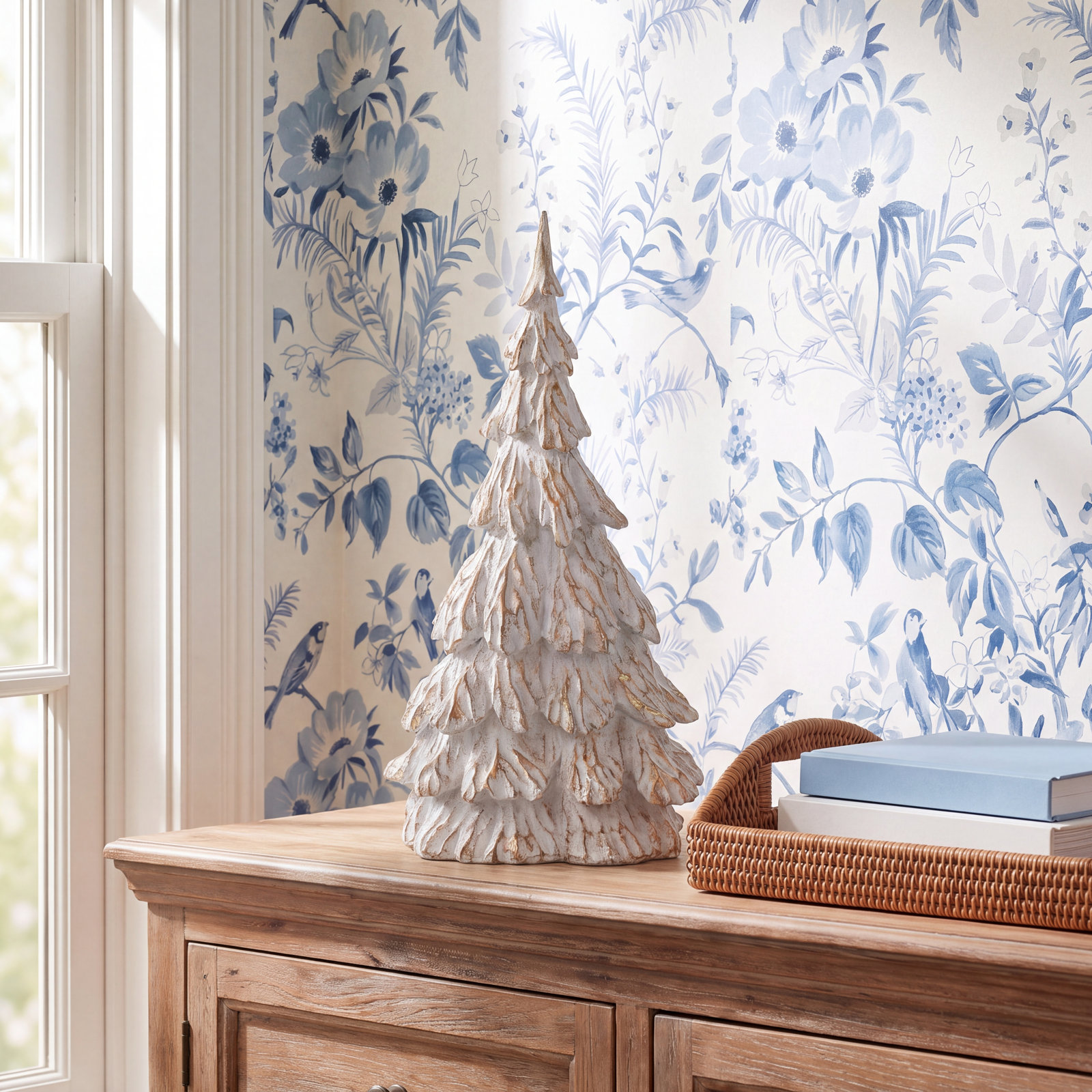 Joyeux Noel Tabletop Tree, 11.75" H x 6" W x 5" D