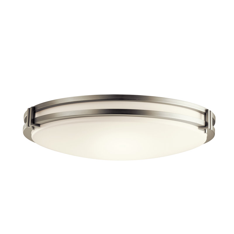 Marlton Acrylic LED Flush Mount, 3.75" H x 14" W x 3.88" D, Brushed Nickel, White Acrylic