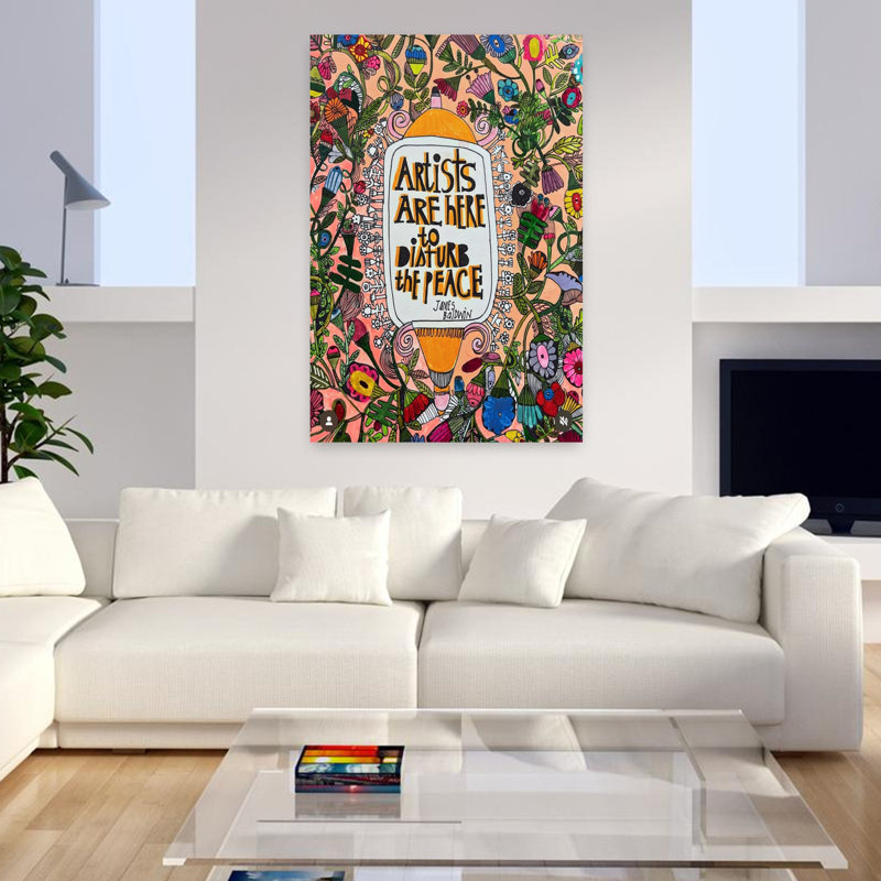 Disturbthepeace Colourful Contemporary Flower Wall Art, 48" H x 32" W