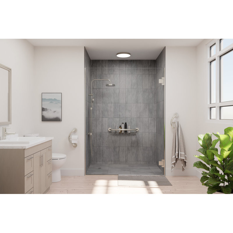 Tablette de shampooing et barre d'appui 24 po Plus en acier inoxydable brossé, Nickel brossé