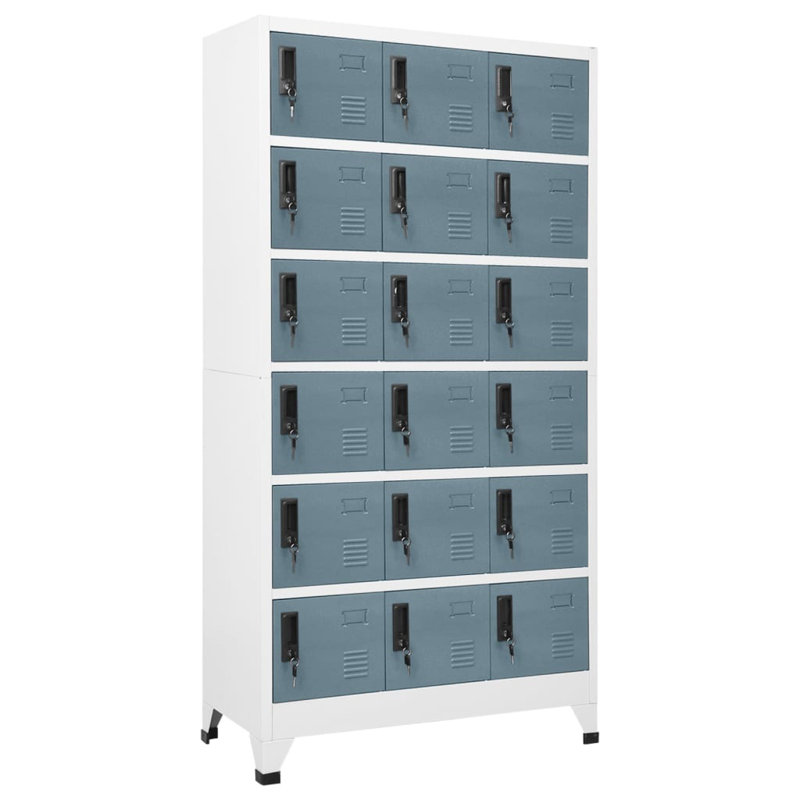 Metal 90cm Employee Locker with Key, Light Grey/Dark Grey