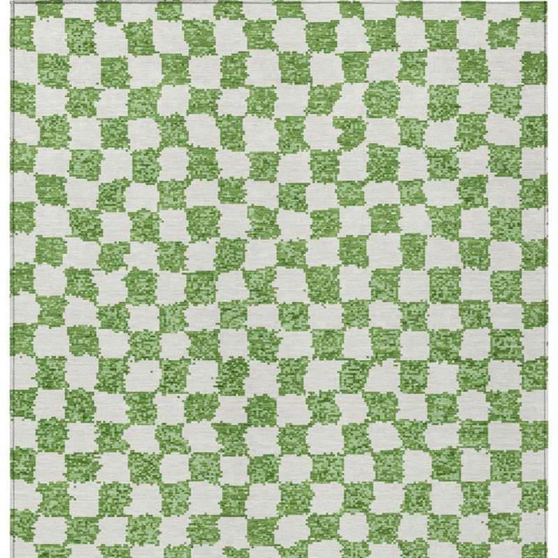 Tapis intérieur / extérieur vert et ivoire lavable 8 pi x 10 pi