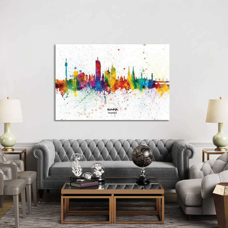 Vienna Austria Skyline Splash by Michael Tompsett - Wrapped Canvas Print, 152.5 cm H x 101.5 cm W