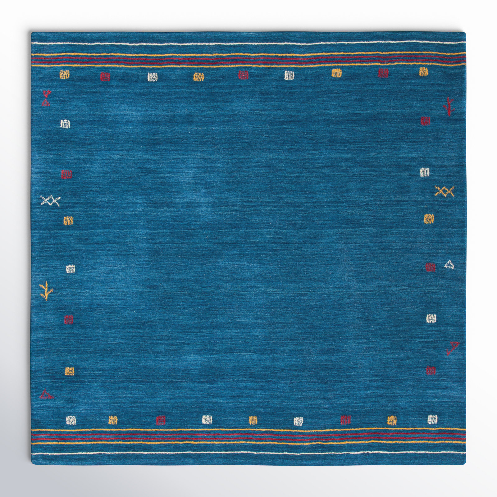 Danette Blue Southwestern Hand-Loomed Wool Rug, Square 8'