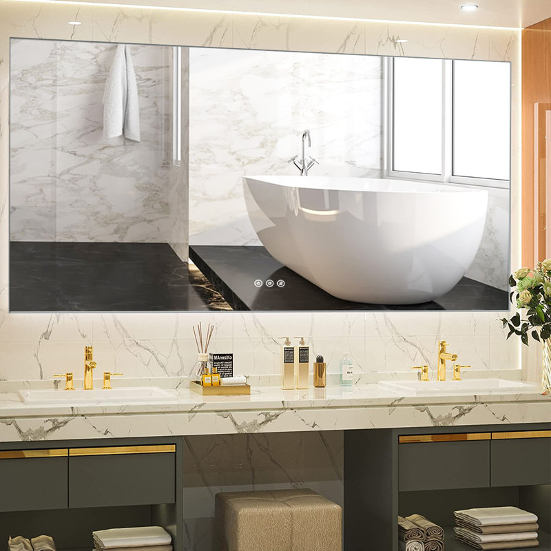 Miroir de salle de bain Albane, 36 po x 60 po, gris