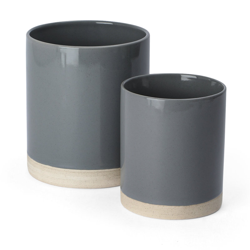 Latitude Run® Stoneware Utensil Crock (Set of 2), Dark Gray