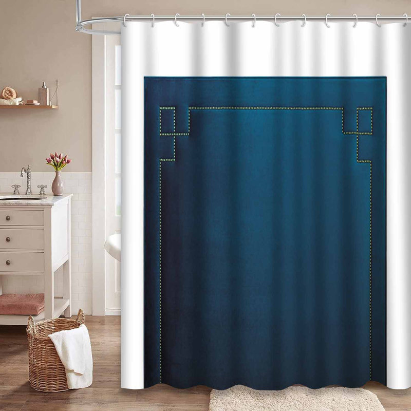 Rideau de douche bleu foncé en velours bleu foncé avec 12 crochets, L 72 po x l 72 po