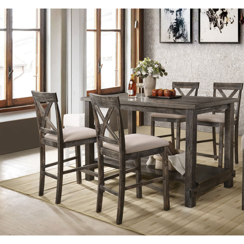Vanderpool 4 - Person Four Leg Dining Set, Weathered Grey