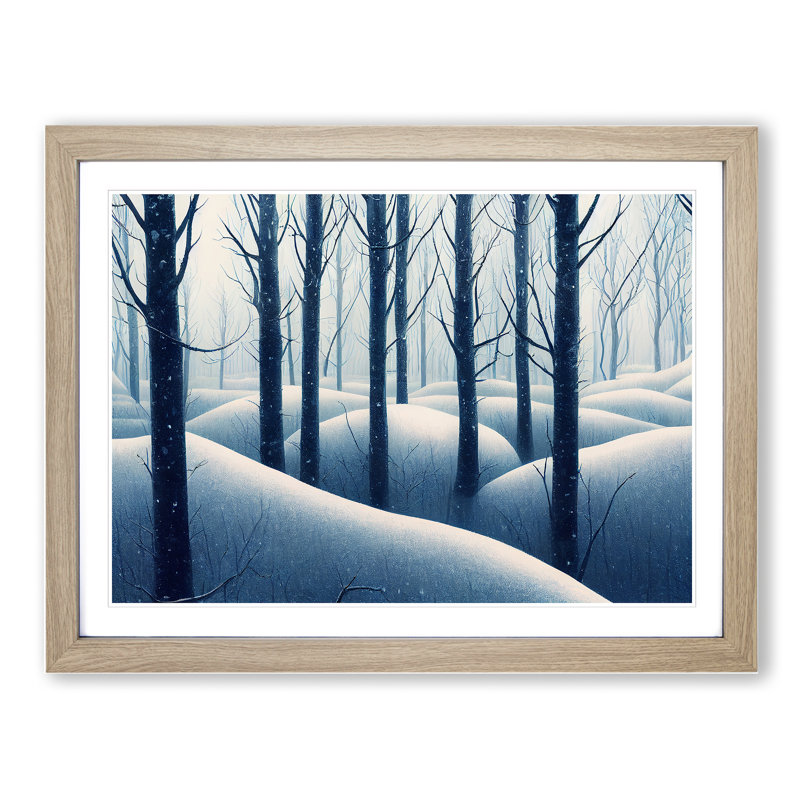 Hopeful Winter Forest 1 Piece Single Picture Frame Wall Art, 25cm H x 34cm W x 2cm D, Oak