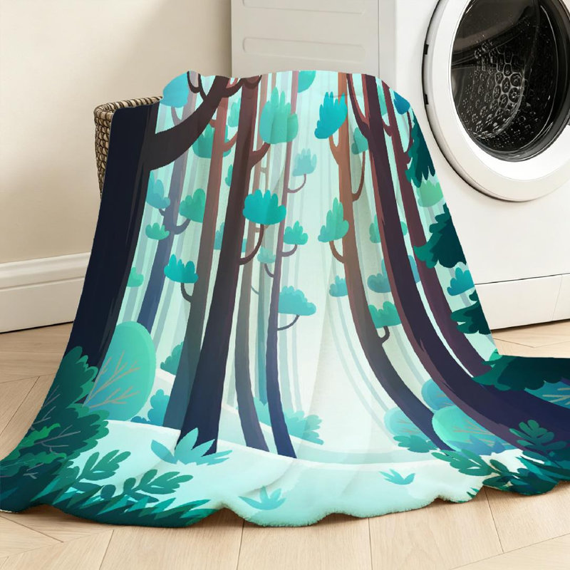 Jeté en molleton transparent ultra doux, caricature de forêt, Throw 50" x 60"