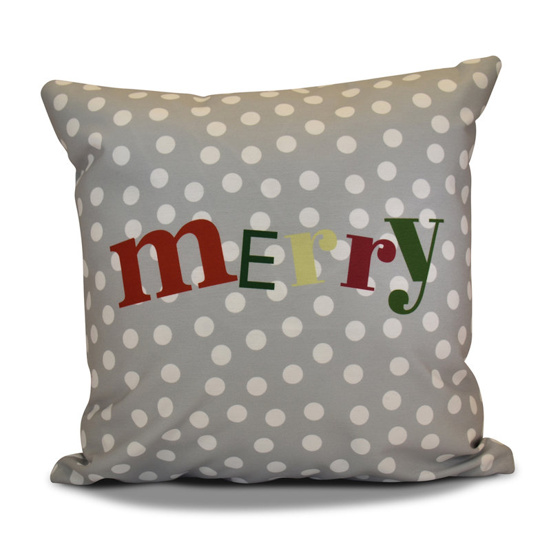 Housse et insert de coussin décoratif côtier de Noël Merry Christmas, H 26 po x l 26 po, Gris