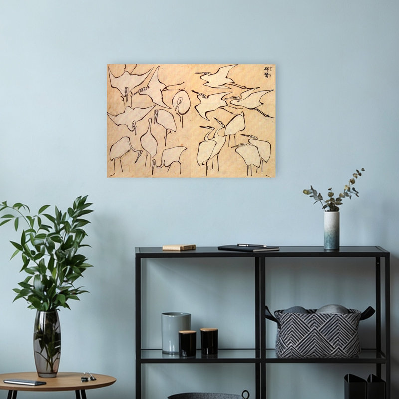 Cranes, reproduction d'art classique classique rétro, faune côtière, H 12 po x l 18 po