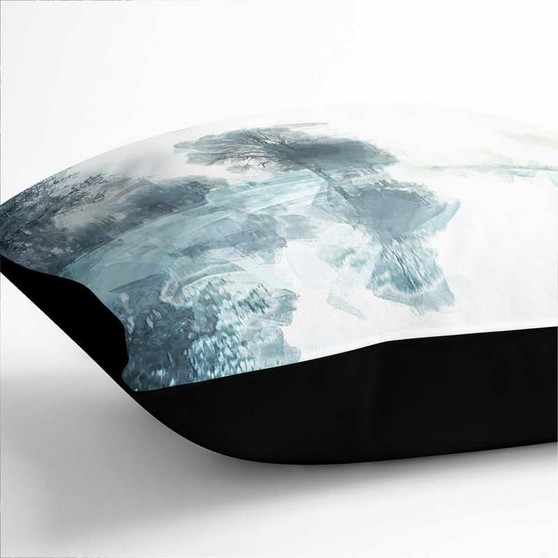Trees Reflecting in a Lake at Winter Cushion with Filling, Black, 55cm H x 55cm W x 20cm D