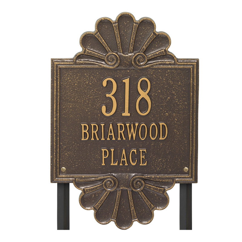 Signature Series 3-Line Lawn Address Sign, Gold, Bronze, Yes