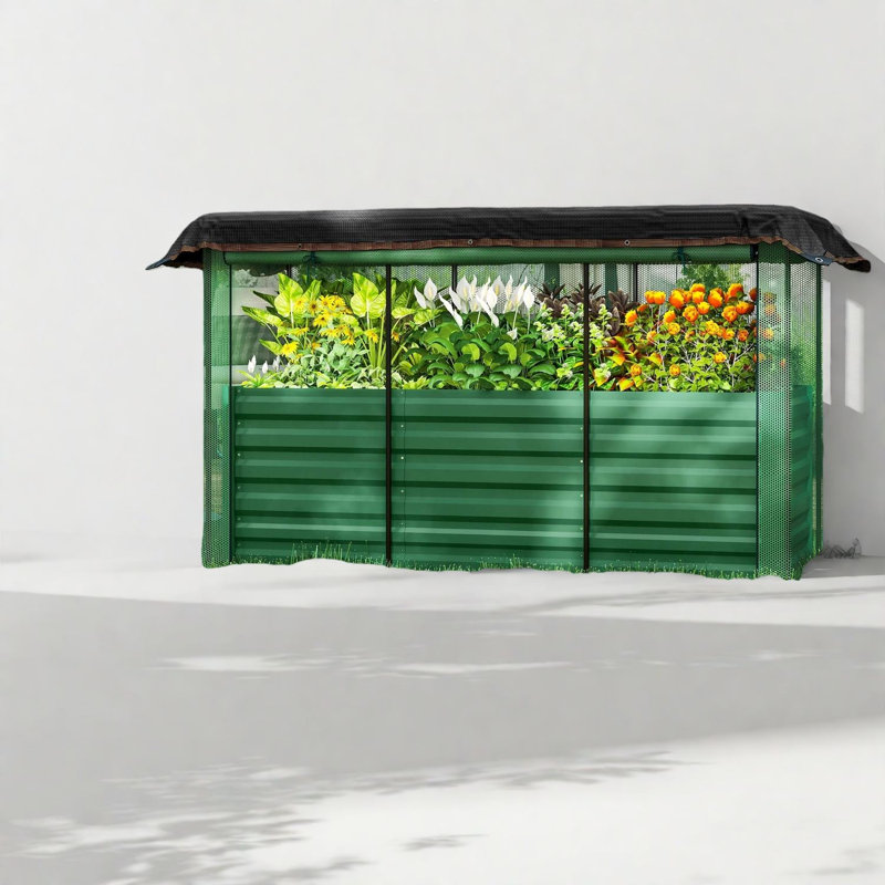 Protected Large Planters, Galvanized Steel Modern Outdoor Garden Bed