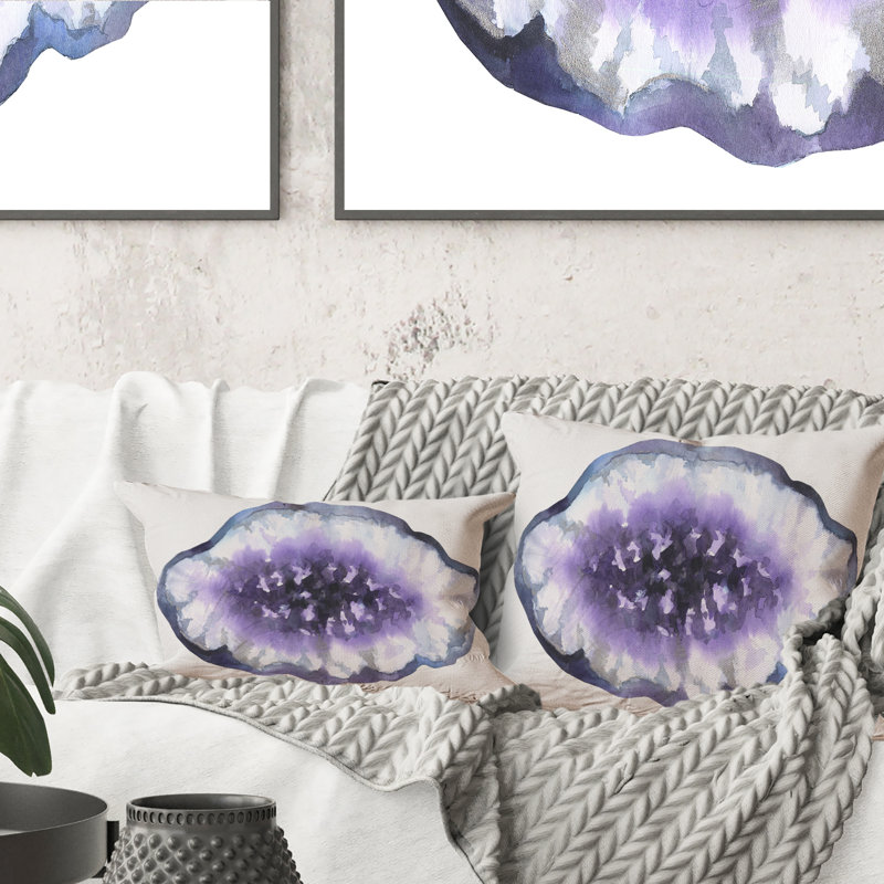 Purple Amethyst Crystal - Modern Printed Throw Pillow