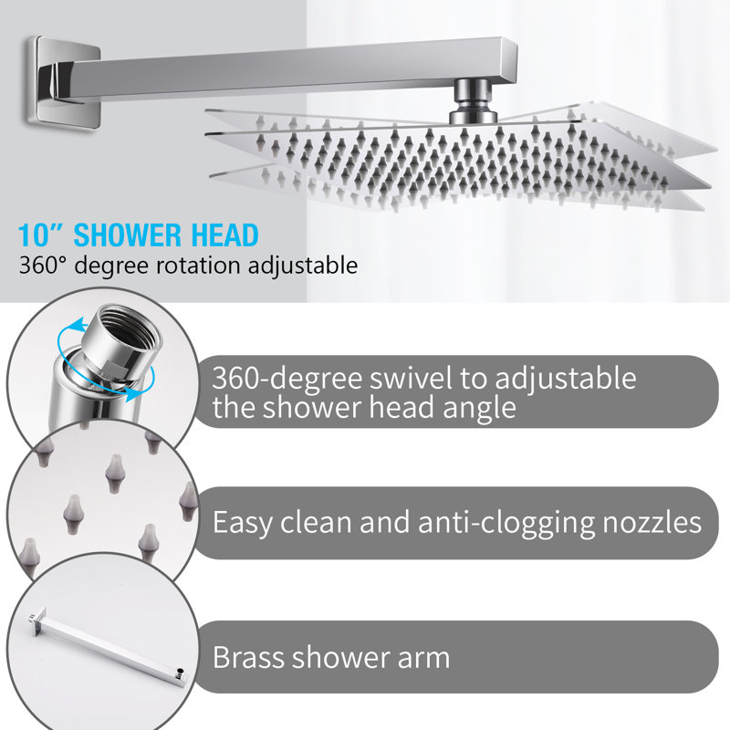 Système de pomme de douche à fixation murale 10 po, Chrome