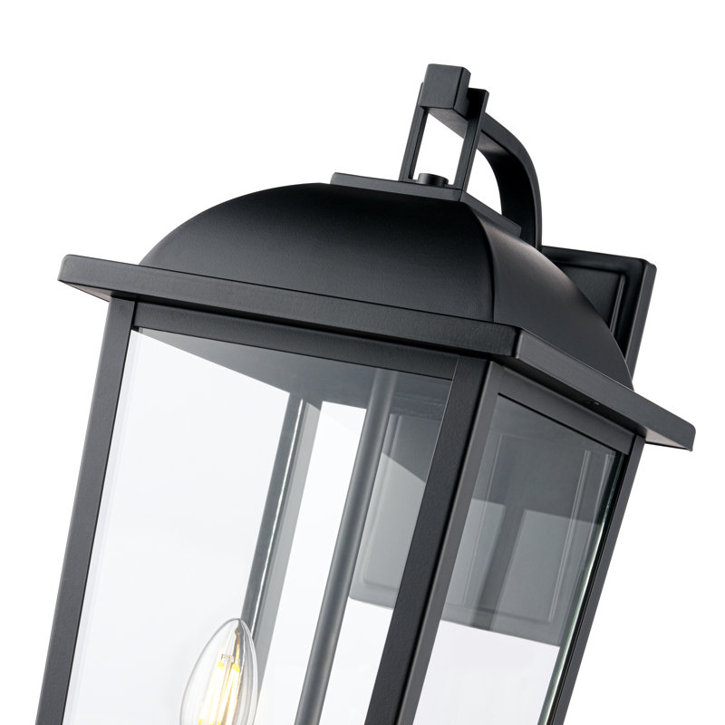 Lanterne murale d'extérieur 2 lumières Houston noir 20,5 po de hauteur, thermolaquée