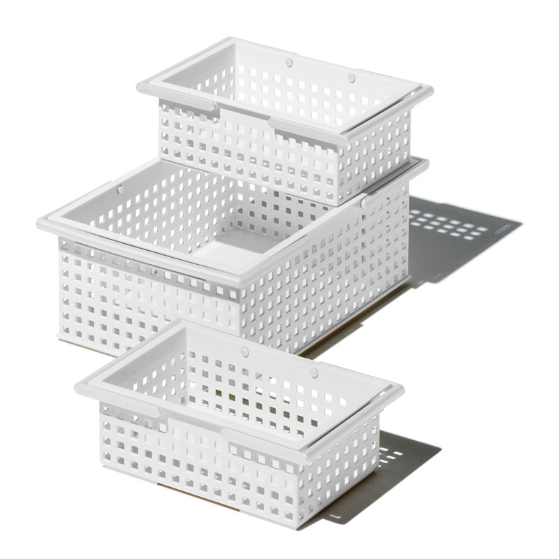 Ensemble de 2 bacs de rangement empilables en plastique blanc Like-it, H 5,51 po x l 14,33 po x P 9,84 po, Blanc