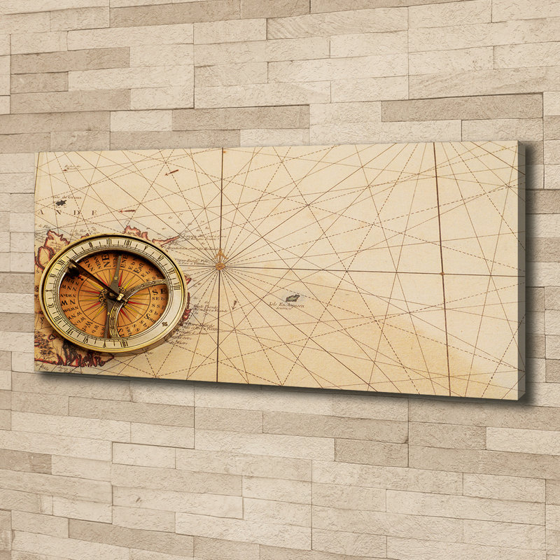 Compass On The Map - Wrapped Canvas Print