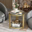 Table d'appoint à 2 niveaux avec tablettes de rangement, table de bout en verre de style moderne pour le salon, chambre à coucher (ensemble de 2)
