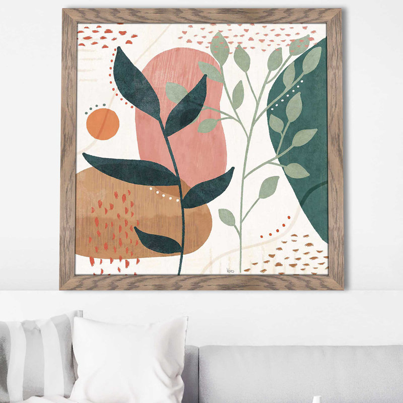 «Abstract Blossom IV (Square)» par Véronique Charron, reproduction, H 31,5 po x l 31,5 po x P 1 po, Cadre taupe délavé