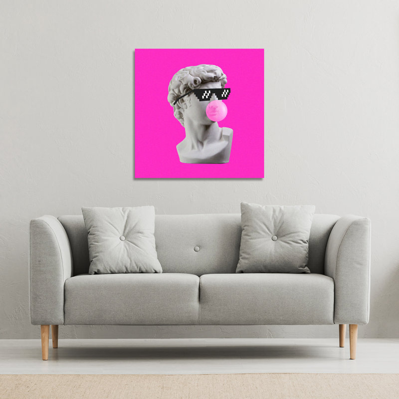 Plaster Statue, David''s Head In Pixel Glasses Canvas Print by Andrew Lee - Wrapped Canvas Print