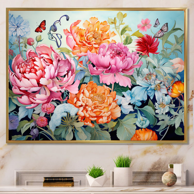 " Fashion Botanical Splendour ", H 34 po x l 44 po, Encadrement doré