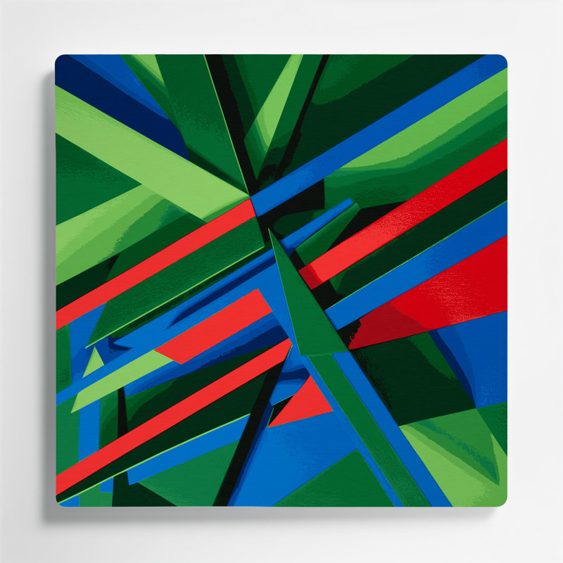 «Geometric Abstraction 19», art mural en métal vert, H 12 po x l 12 po