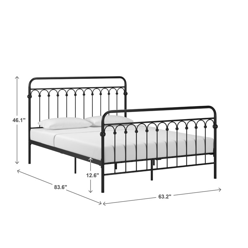Eyres Metal Slat Bed, Black, Queen