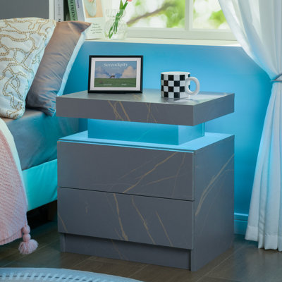 LED Nightstand with 2 Drawers
