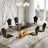 7-Piece Dining Table Set, Marble Veneer MDF Table with 6 Faux Leather Dining Chairs – Modern Dining Room Furniture