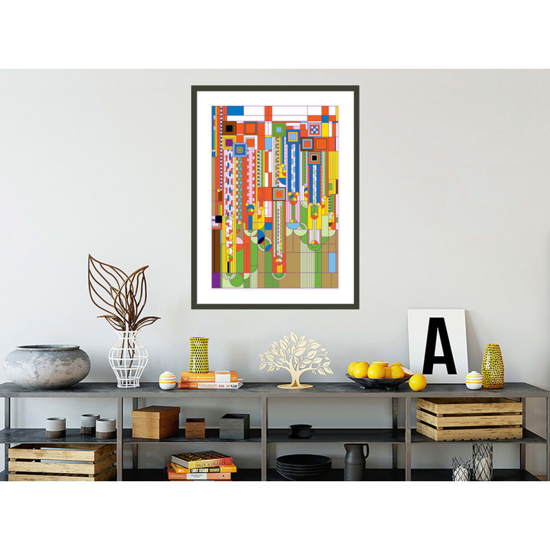 Panneau de verre Saguaro par Frank Lloyd Wright - impression giclée encadrée, H 41,5 po x l 31,08 po