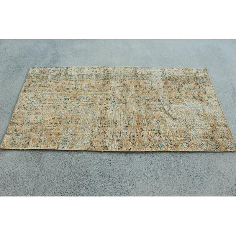 Handmade Turkish Oushak Rug In Small Size With Vibrant Woolen Design Perfect For Entry Spaces
