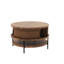 Table basse 31,5 po ronde avec plateau rabattable avec rangement, pièce maîtresse de style pour le salon, portes coulissantes et compartiment caché, 360 animaux de compagnie sécuritaires, structure en métal stable, grain de bois rustique, assemblage rapide de 31,5 po